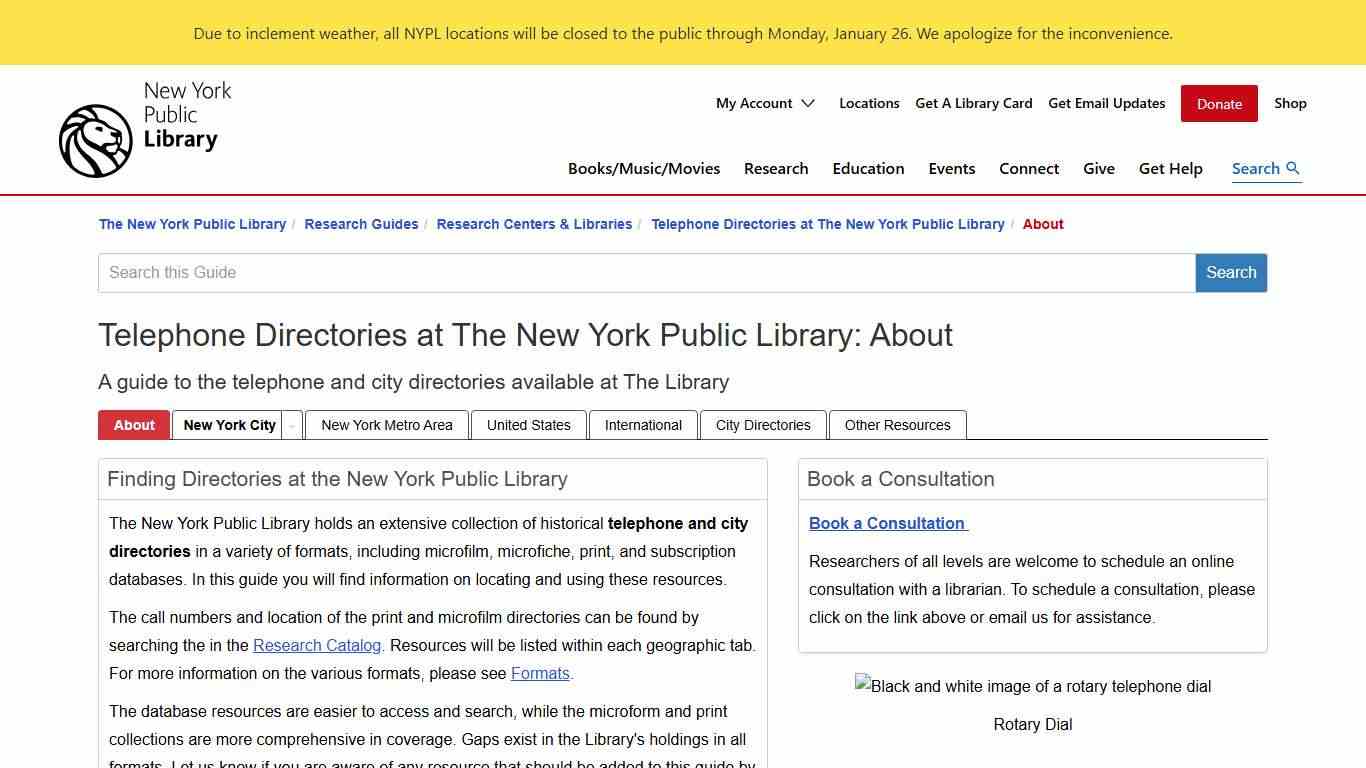 About - Telephone Directories at The New York Public Library - Research Guides at New York Public Library Research Centers